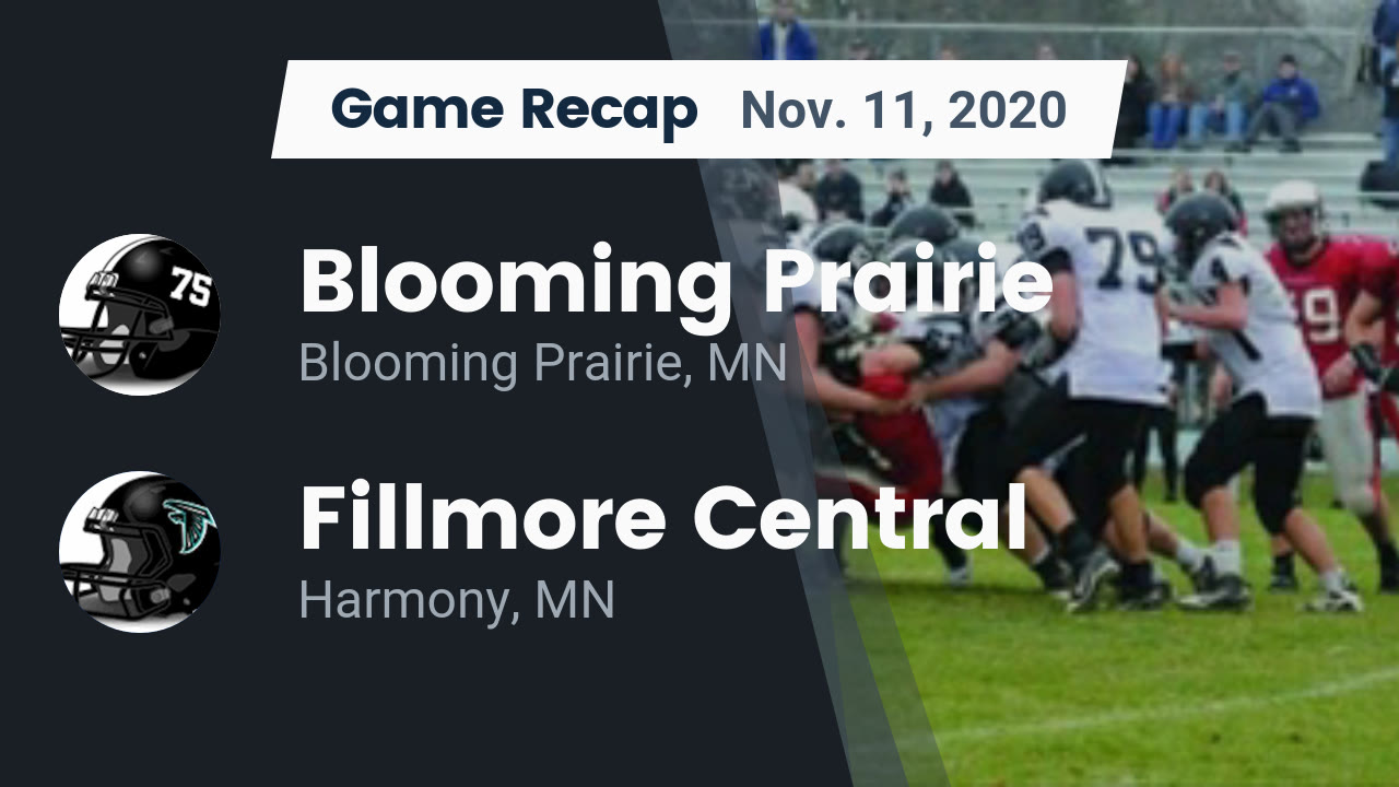 Blooming Prairie HS Football Video "Recap Blooming Prairie vs. Fillmore Central 2020" MaxPreps